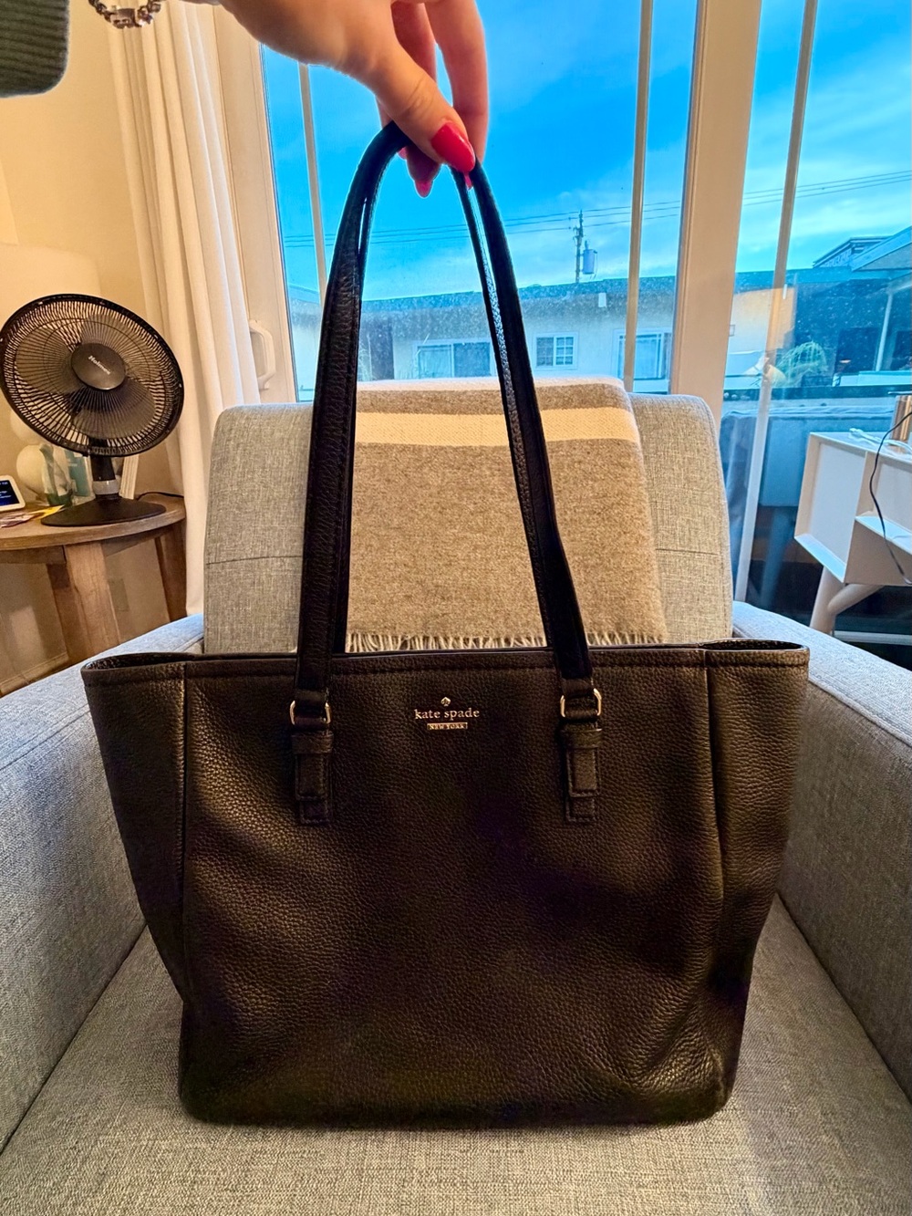 Kate Spade Black Pebbled Leather Tote Bag